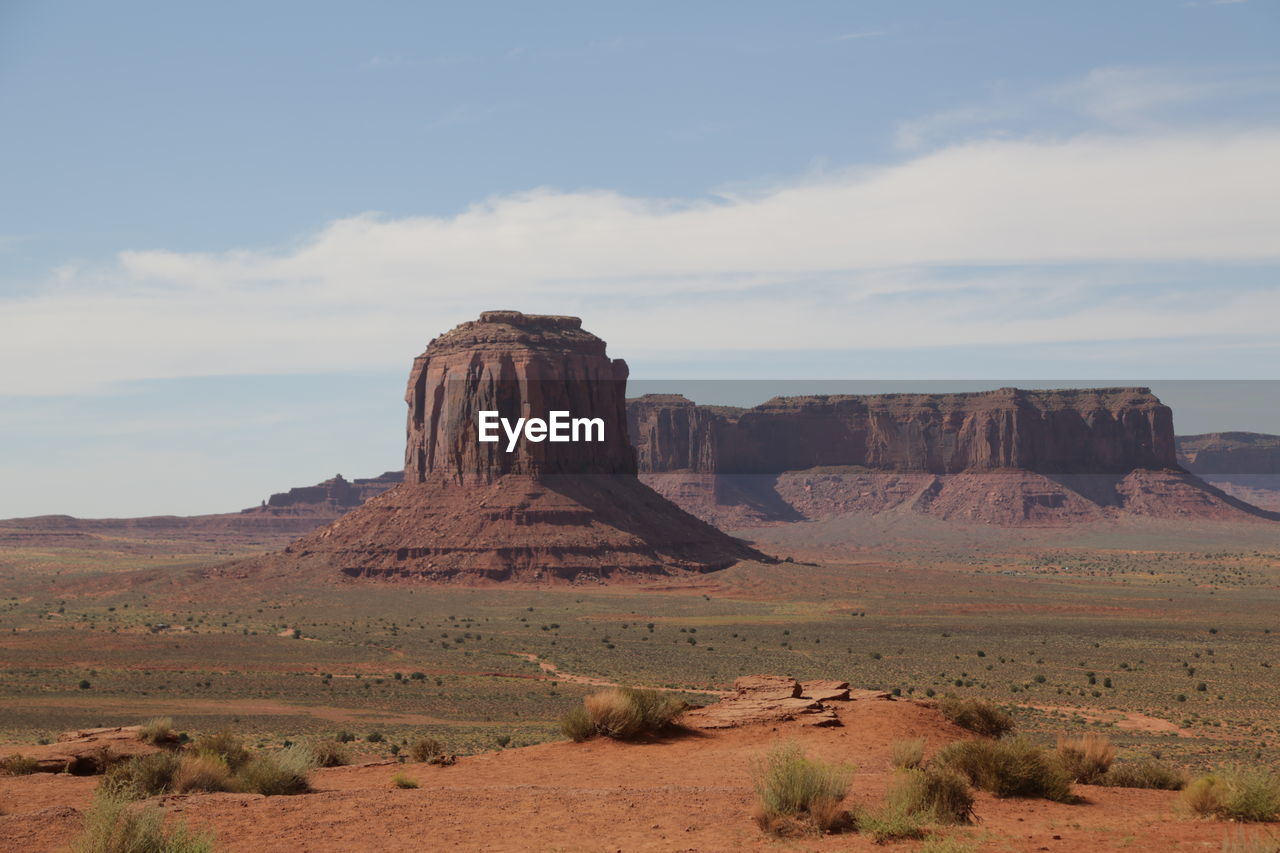 Rock formations in desert against sky