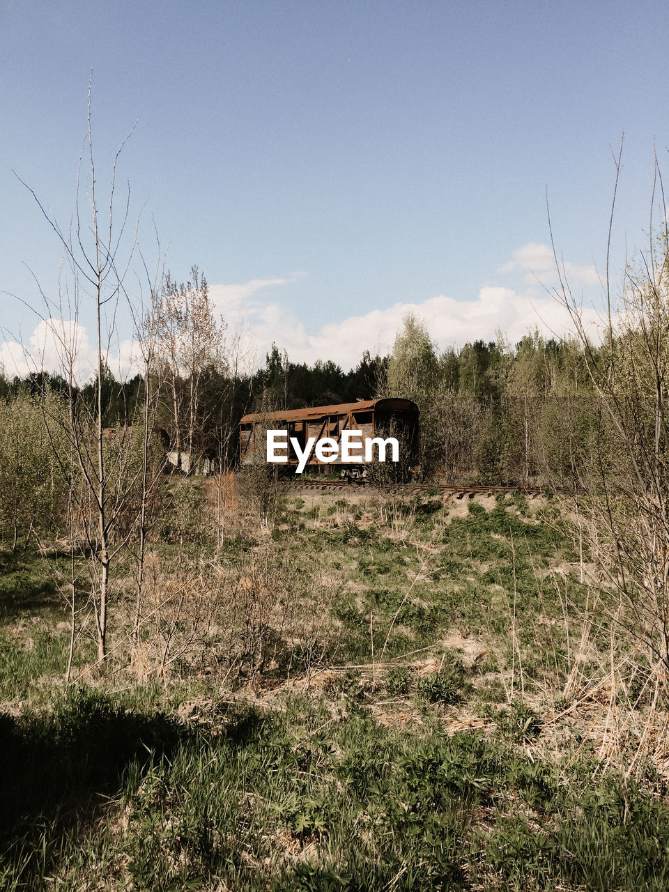 Old ruin on field against sky