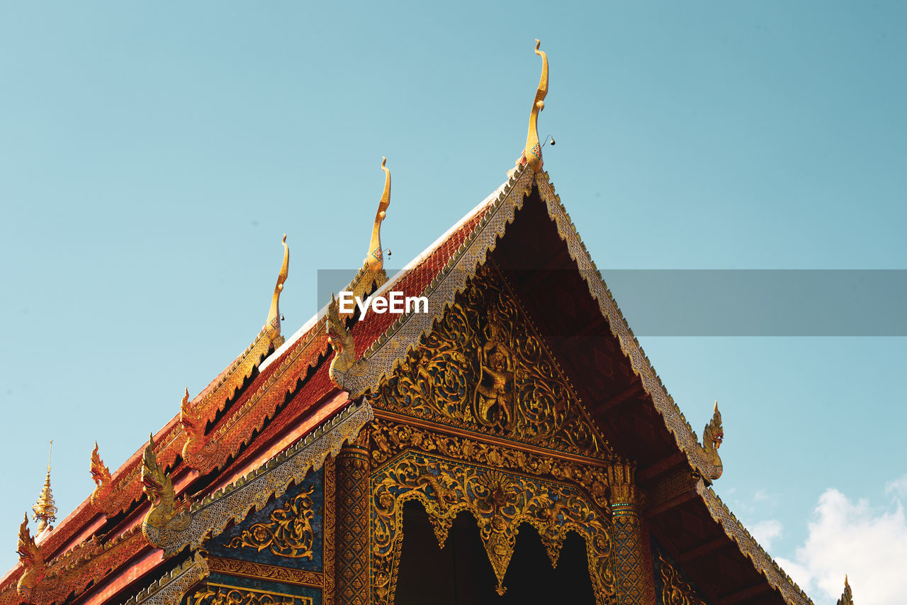 Low angle view of temple against sky