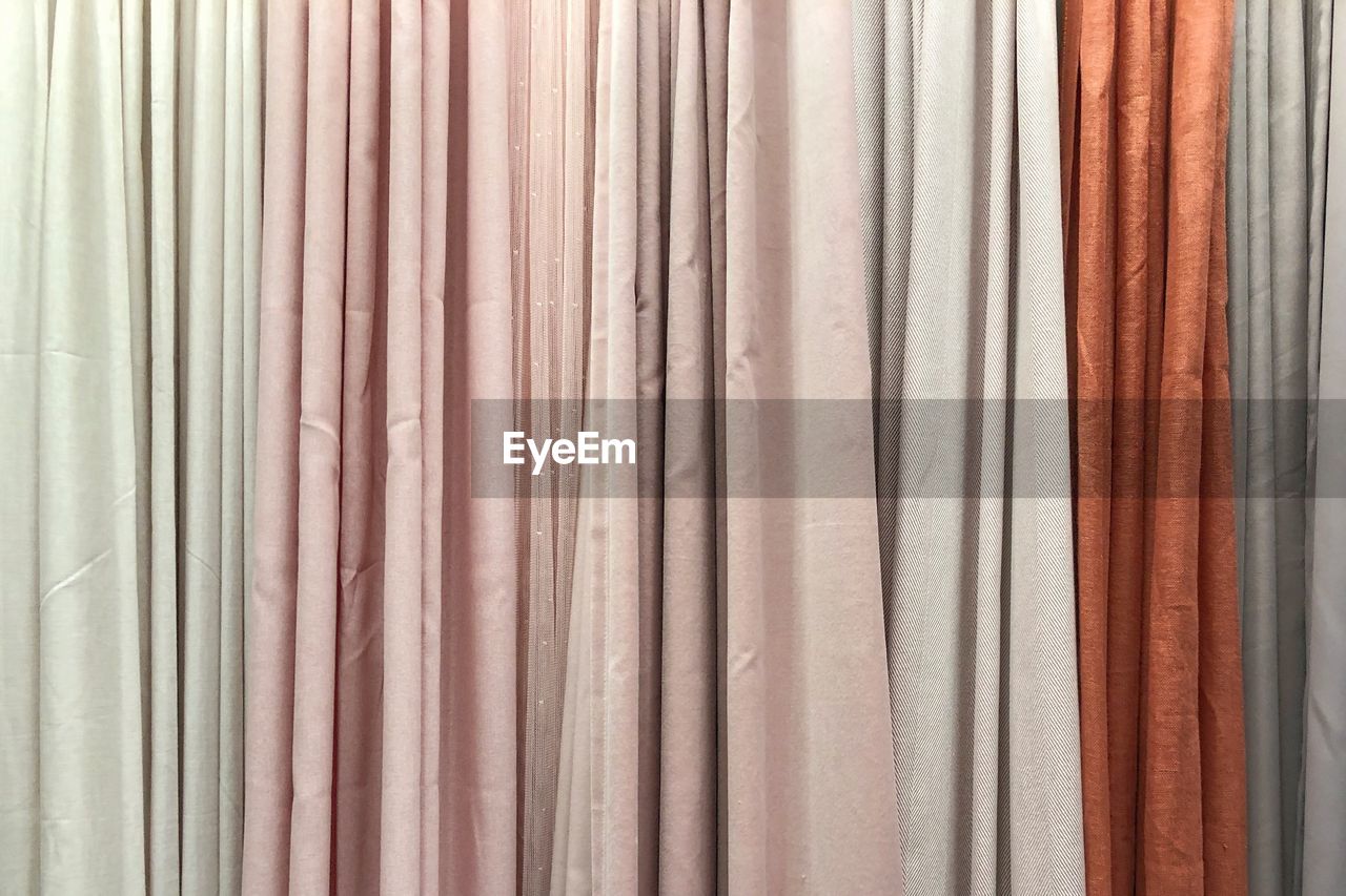 Full frame shot of colorful curtains hanging
