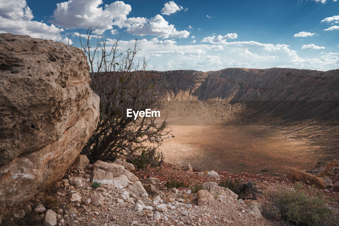 view of rock formations against sky