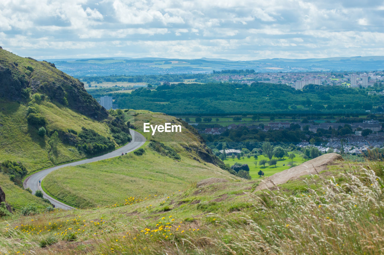 High angle view of landscape against sky