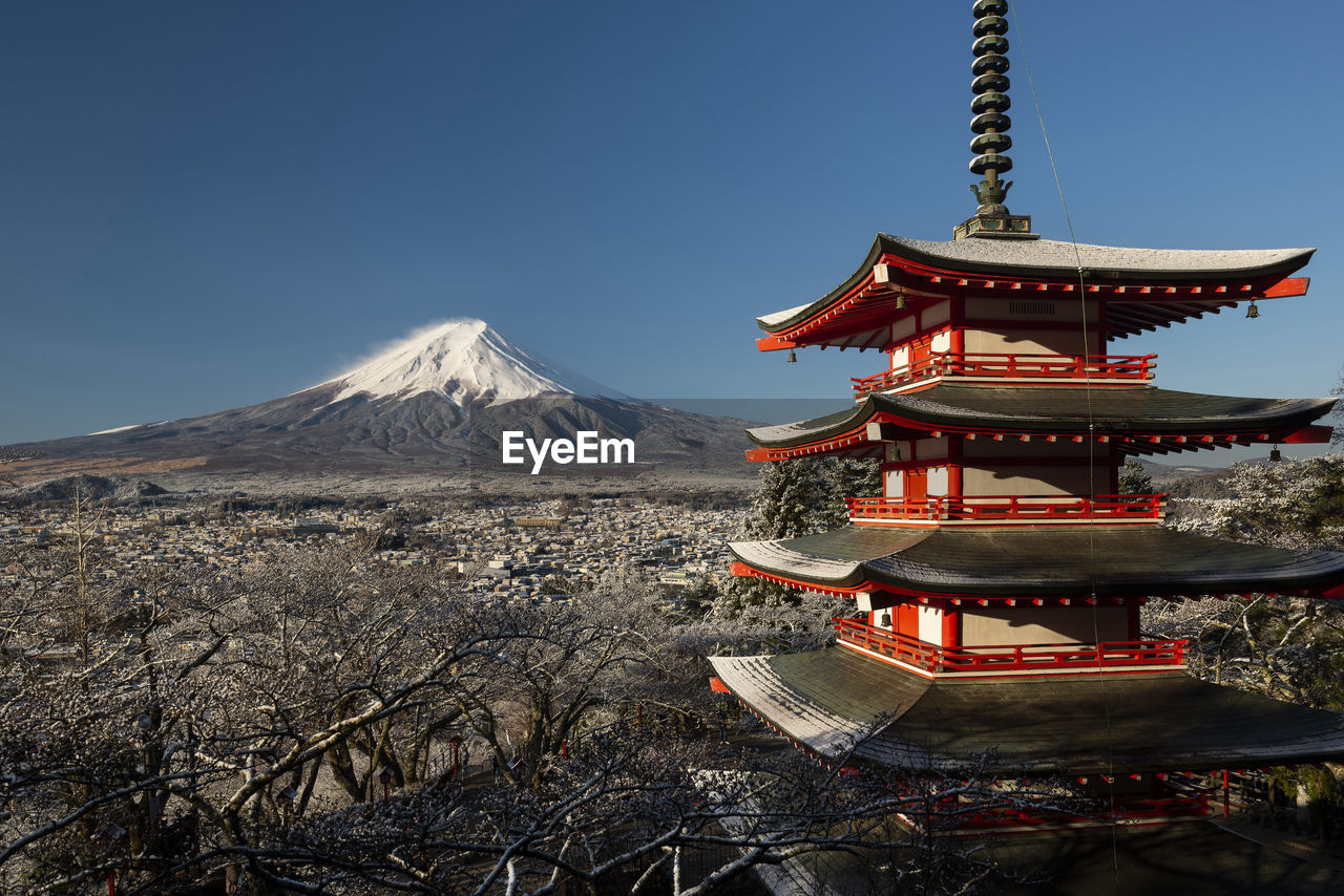 VIEW OF TEMPLE AGAINST MOUNTAIN