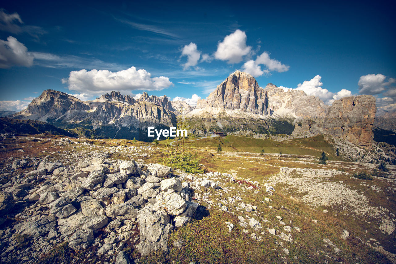 Panoramic view of landscape and mountains against sky