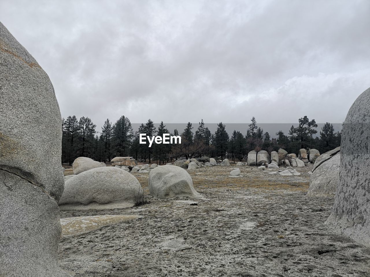 VIEW OF ROCKS ON FIELD AGAINST SKY