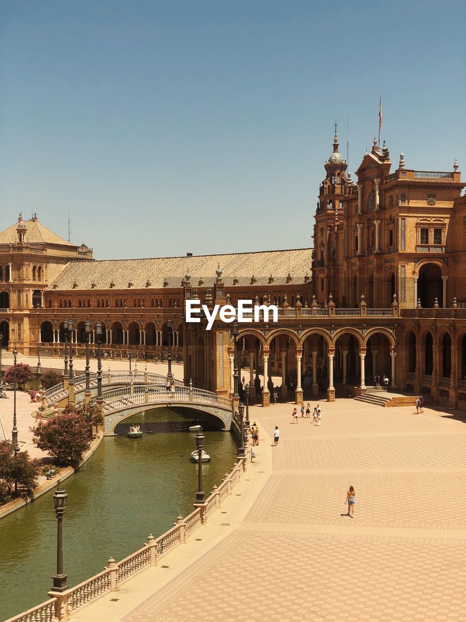 View of plaza de espana in seville against clear sky