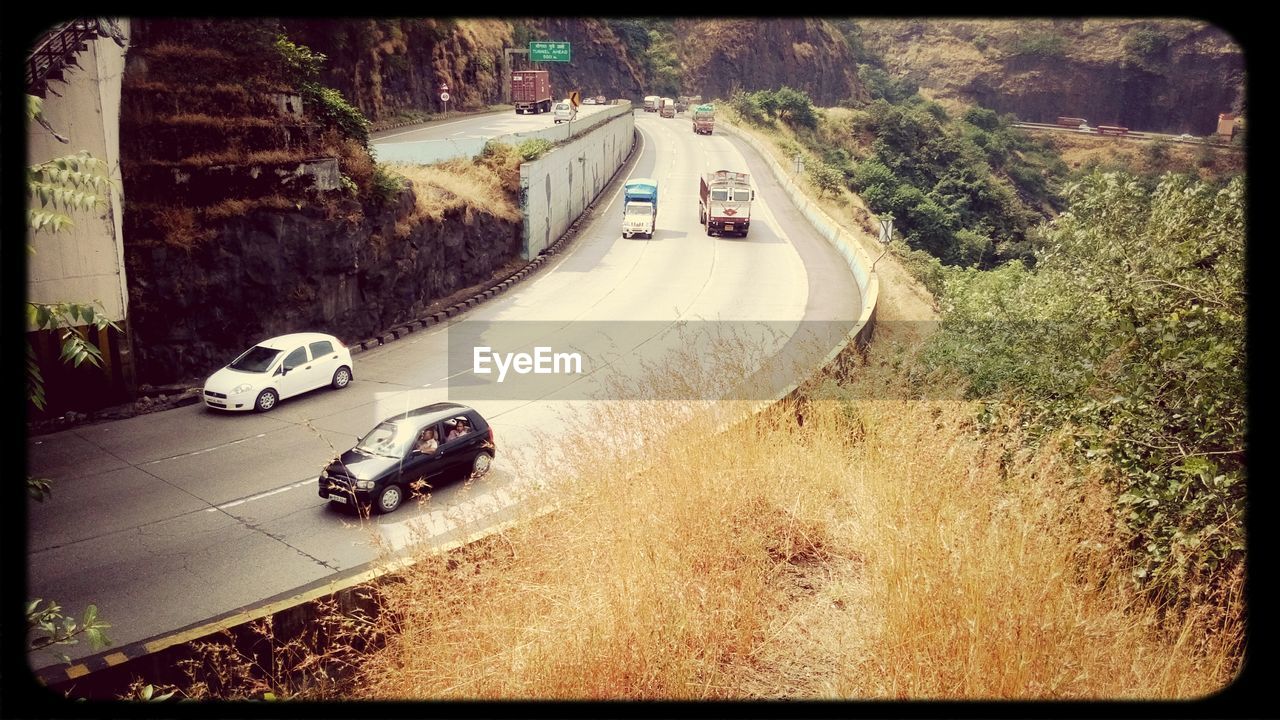 High angle view of traffic on road