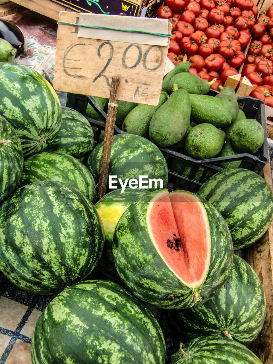 Close-up of watermelons for sale in market