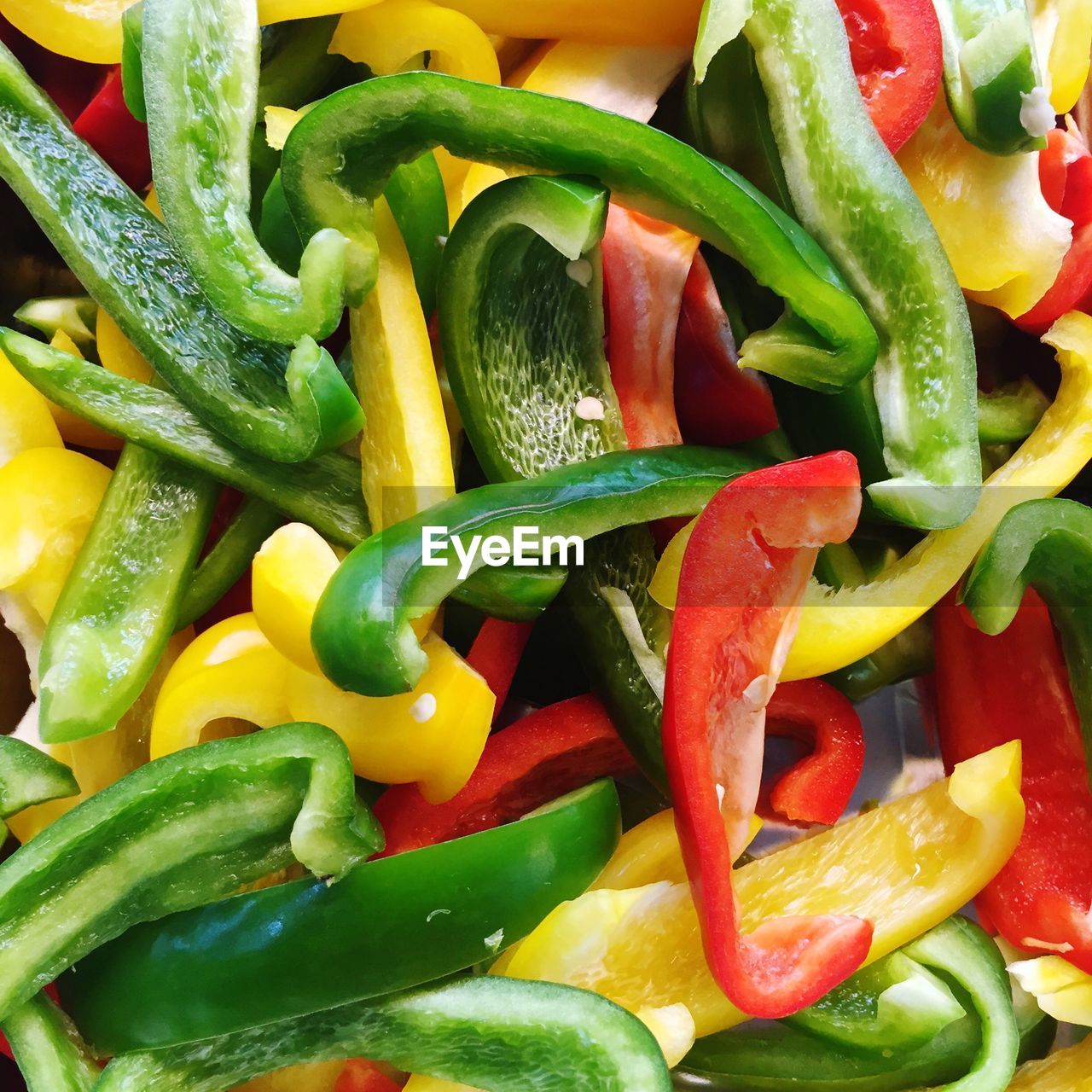 Full frame shot of sliced bell peppers