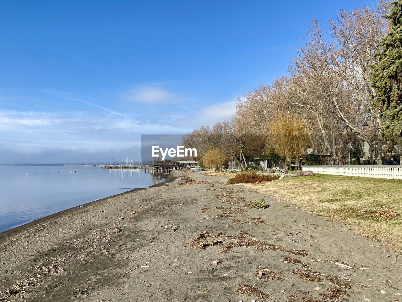 sky, water, shore, nature, tree, plant, land, scenics - nature, tranquility, beach, sea, body of water, tranquil scene, beauty in nature, day, no people, coast, cloud, blue, outdoors, sand, footpath, environment, non-urban scene, sunlight, travel destinations, landscape, transportation, the way forward