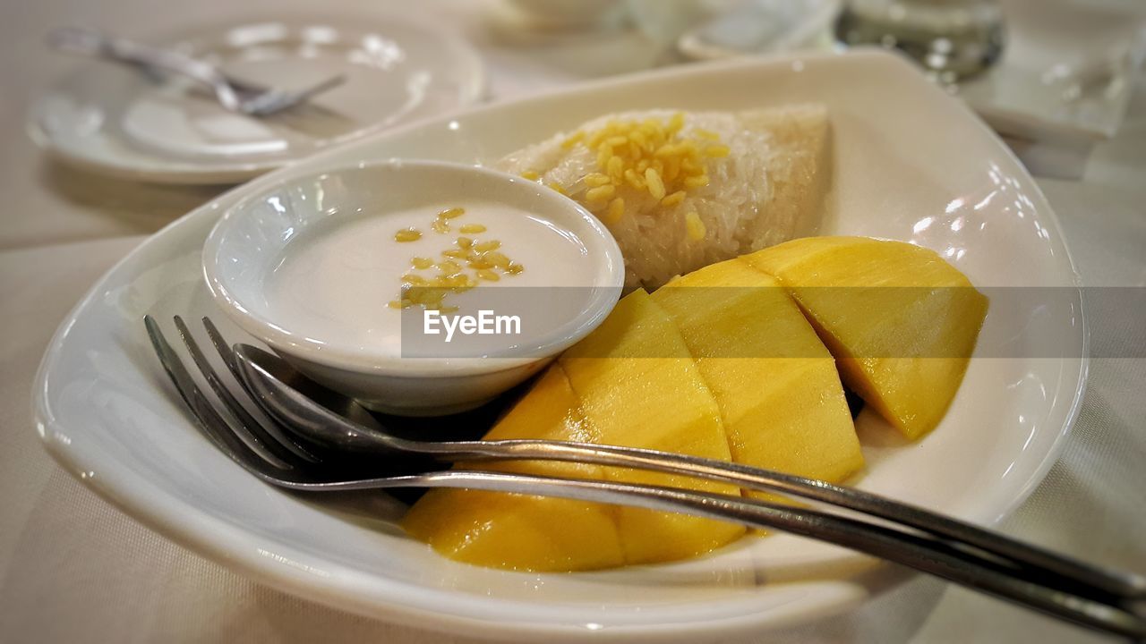 CLOSE-UP OF SERVING FOOD IN BOWL