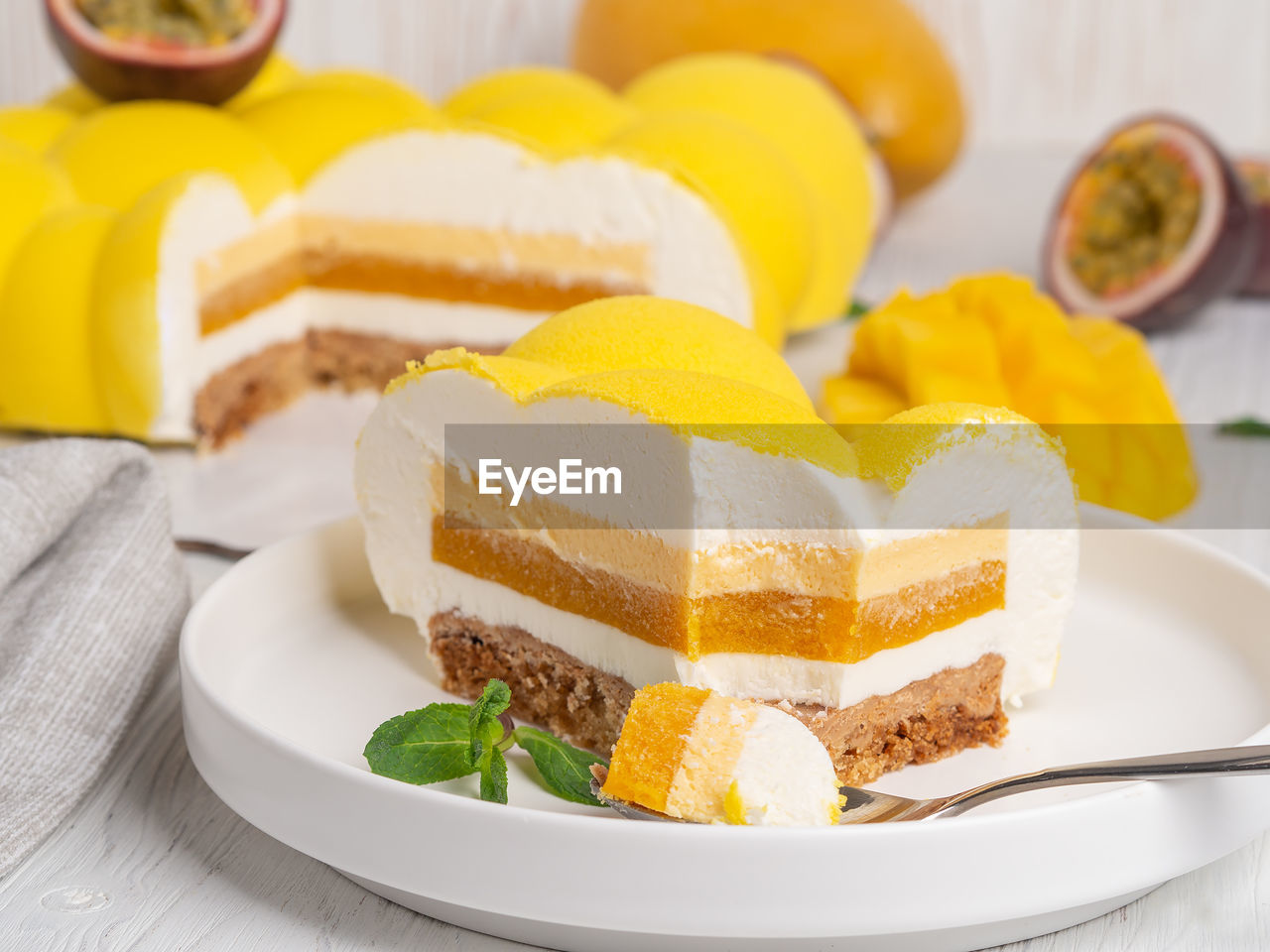 Close-up of cake in plate on table