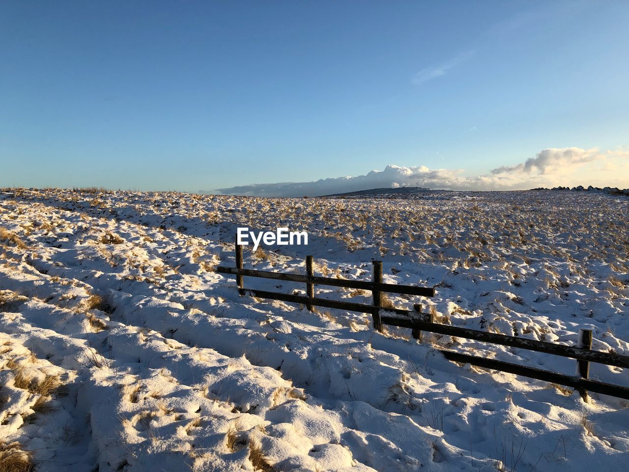 SNOW COVERED LANDSCAPE AGAINST SKY