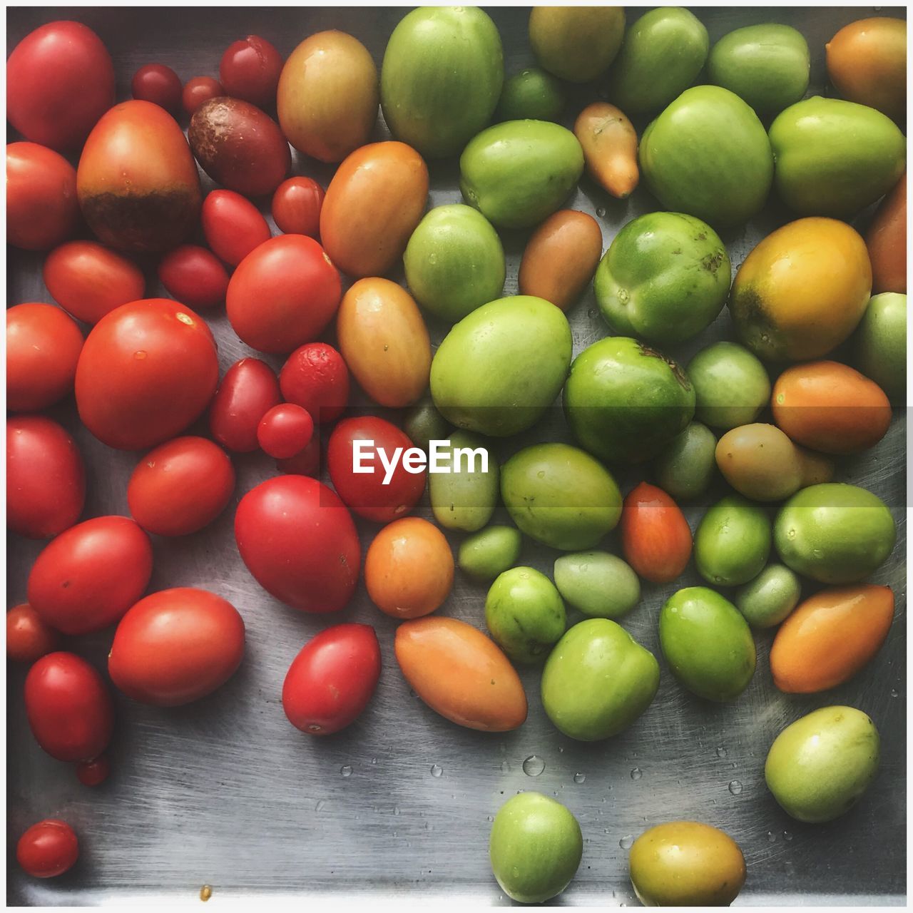 HIGH ANGLE VIEW OF ORANGES IN CONTAINER