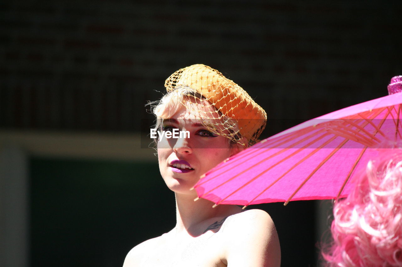 Portrait of woman during gay parade