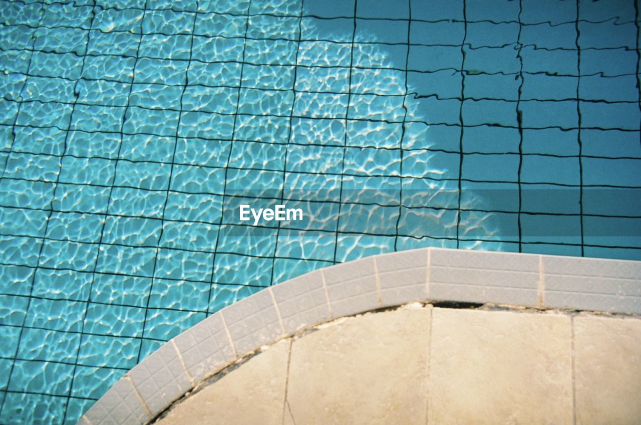 High angle view of swimming pool against wall