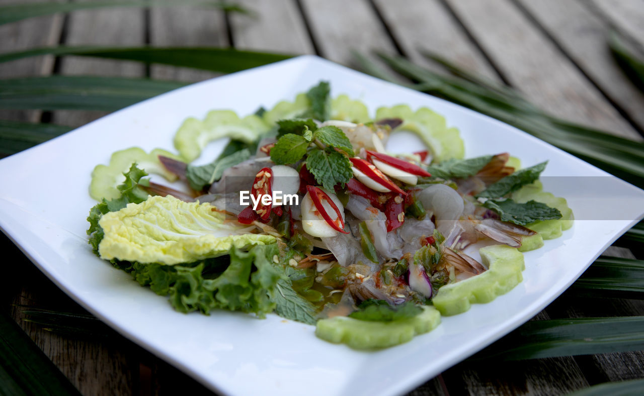 Close-up of food in plate on table