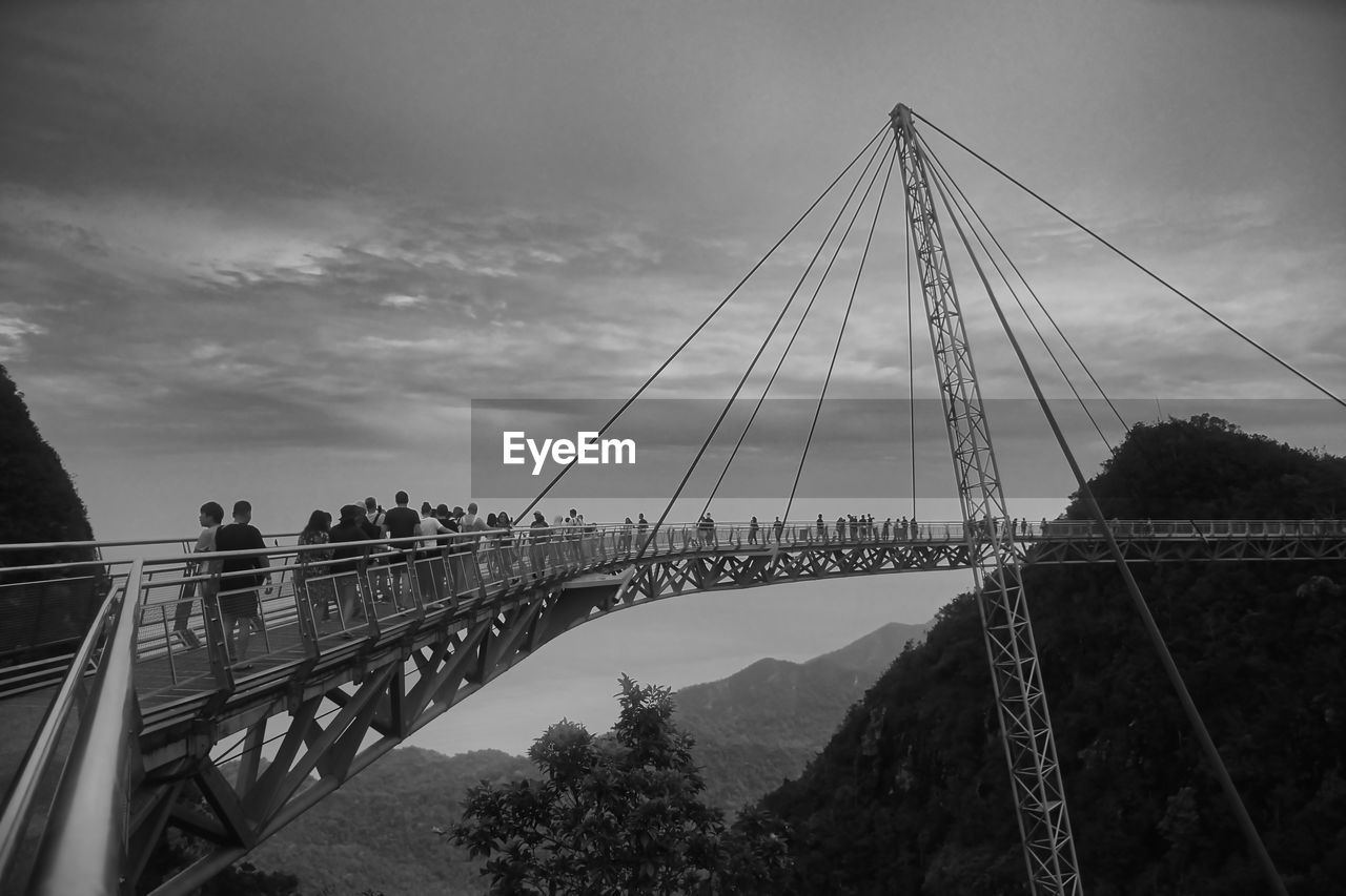 Suspension langkawi sky bridge against cloudy sky