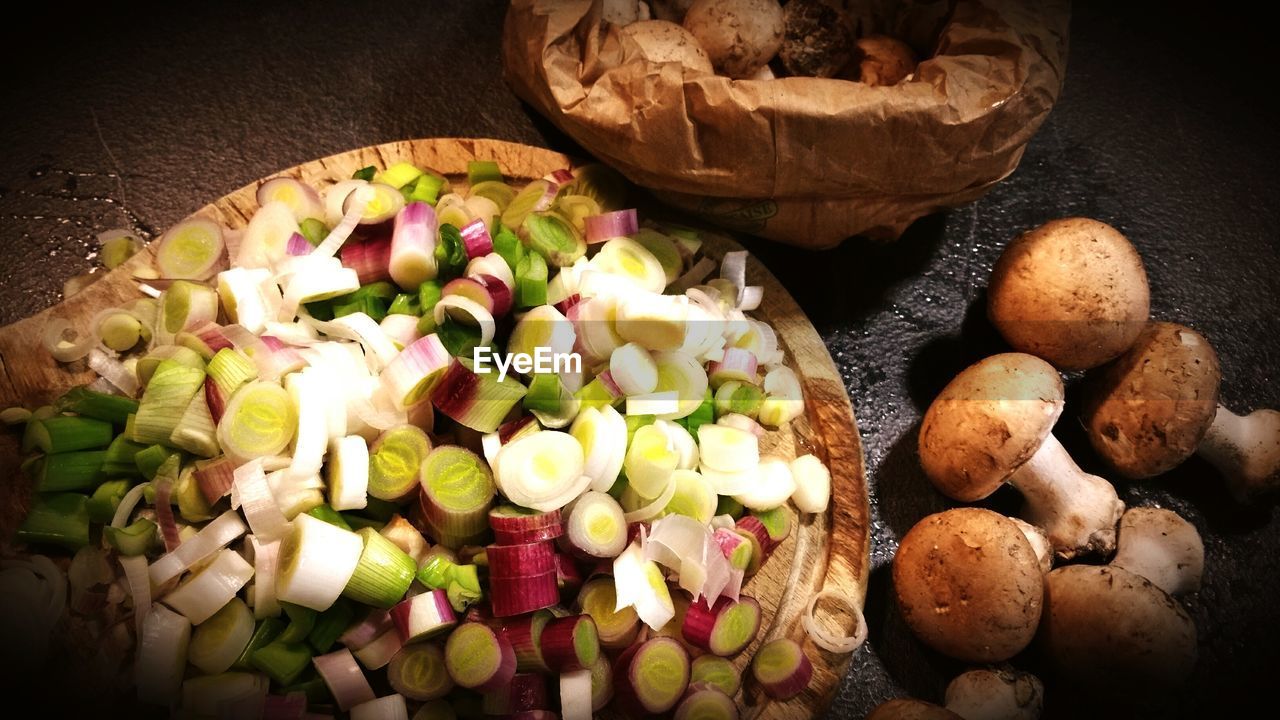 HIGH ANGLE VIEW OF BREAD IN PLATE