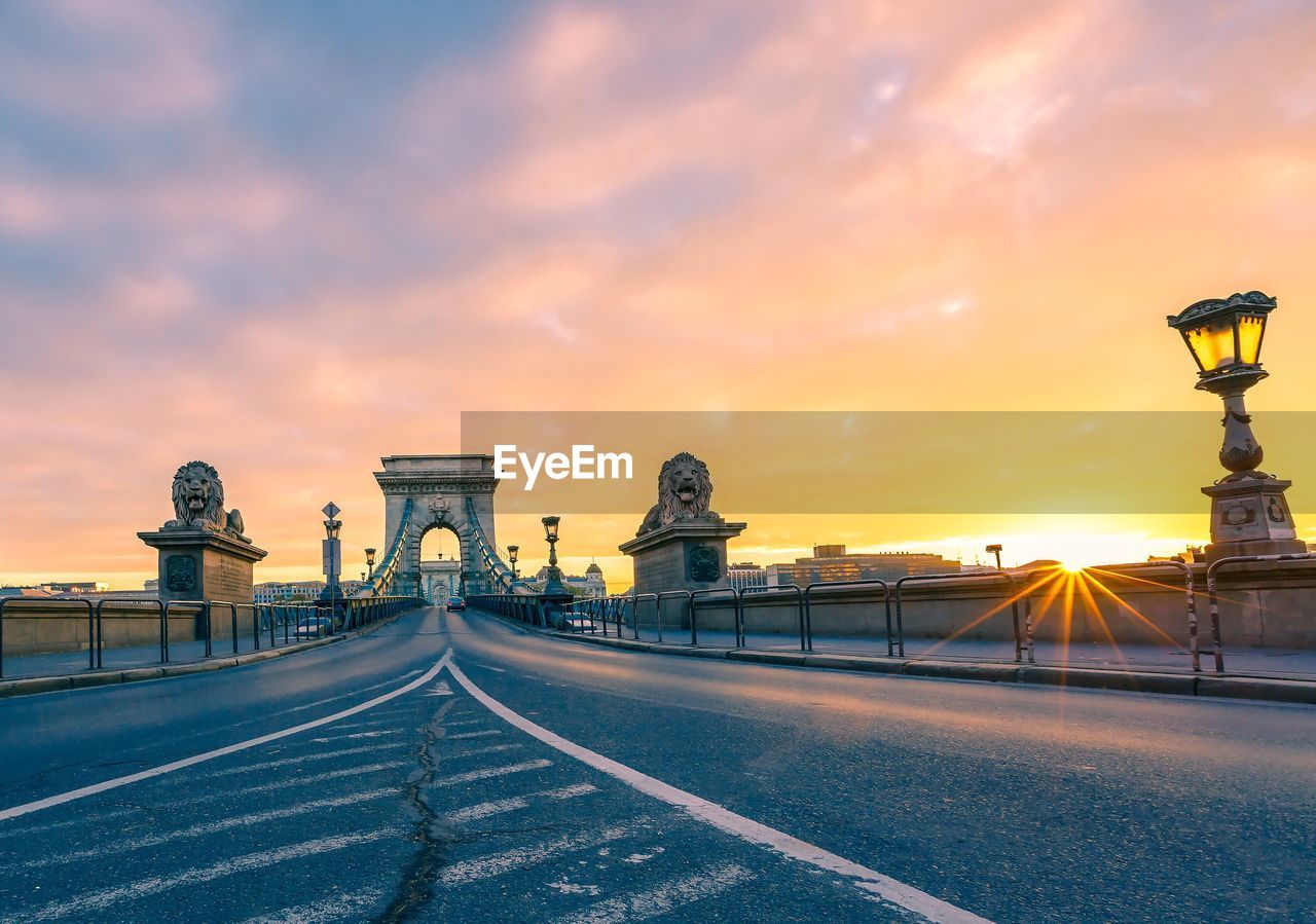 View of city at sunset