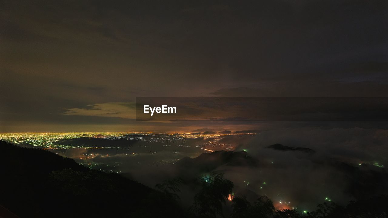 Illuminated city at night