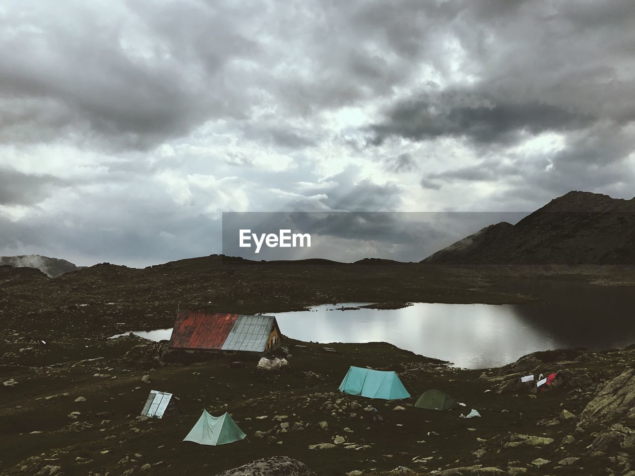 Scenic view of lake against sky