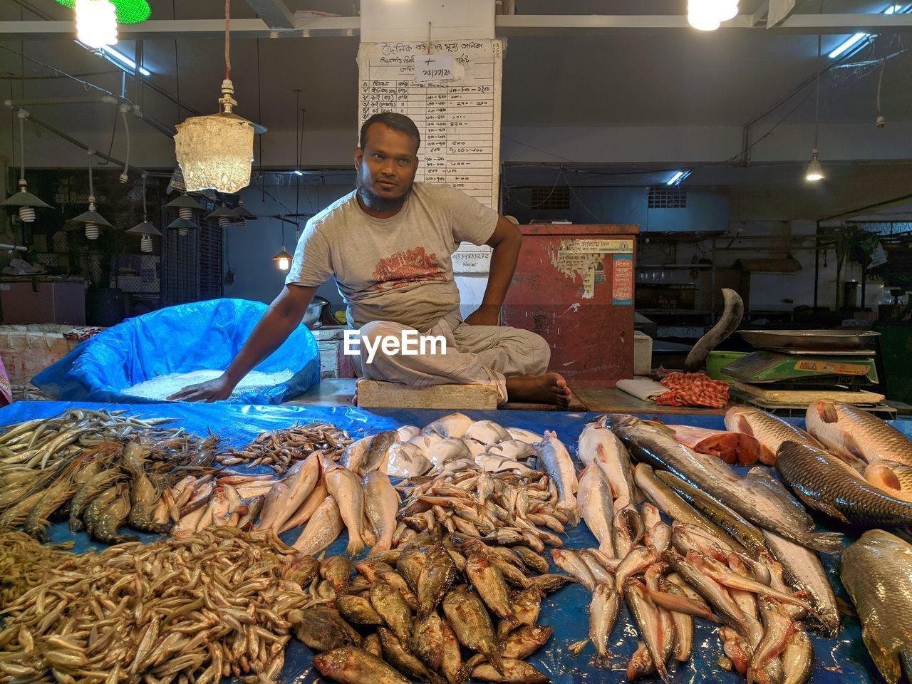 Full frame shot of fish for sale at market stall