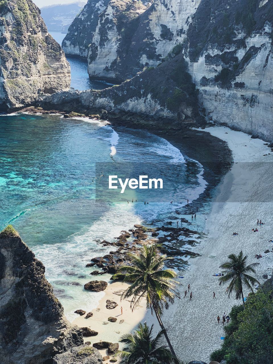 High angle view of rocks on beach