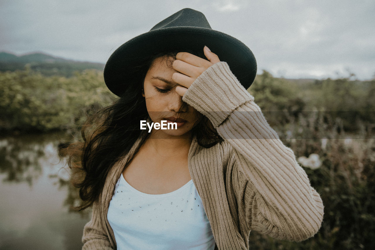 Woman wearing hat