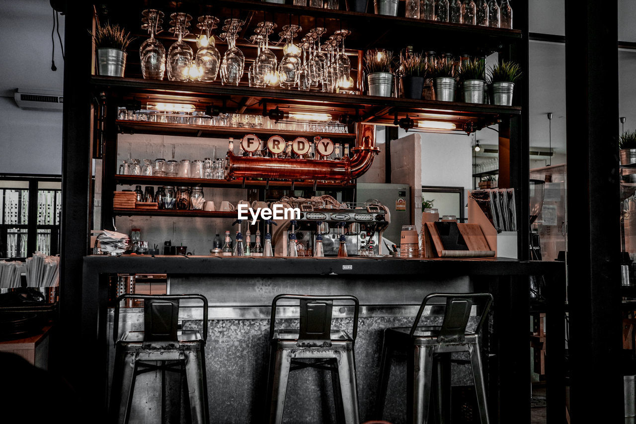 VIEW OF BOTTLES IN RESTAURANT