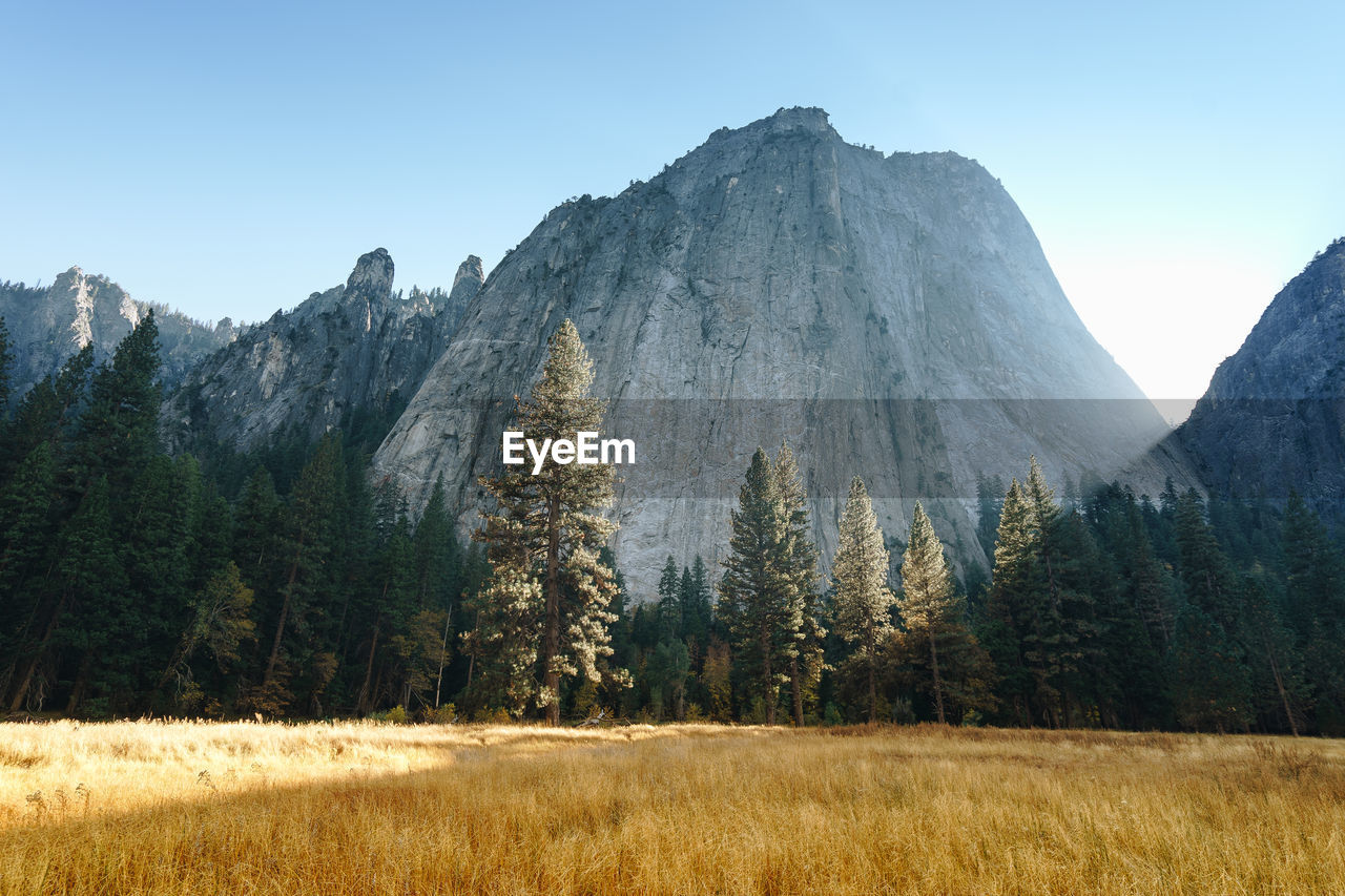 Scenic view of mountain against clear sky