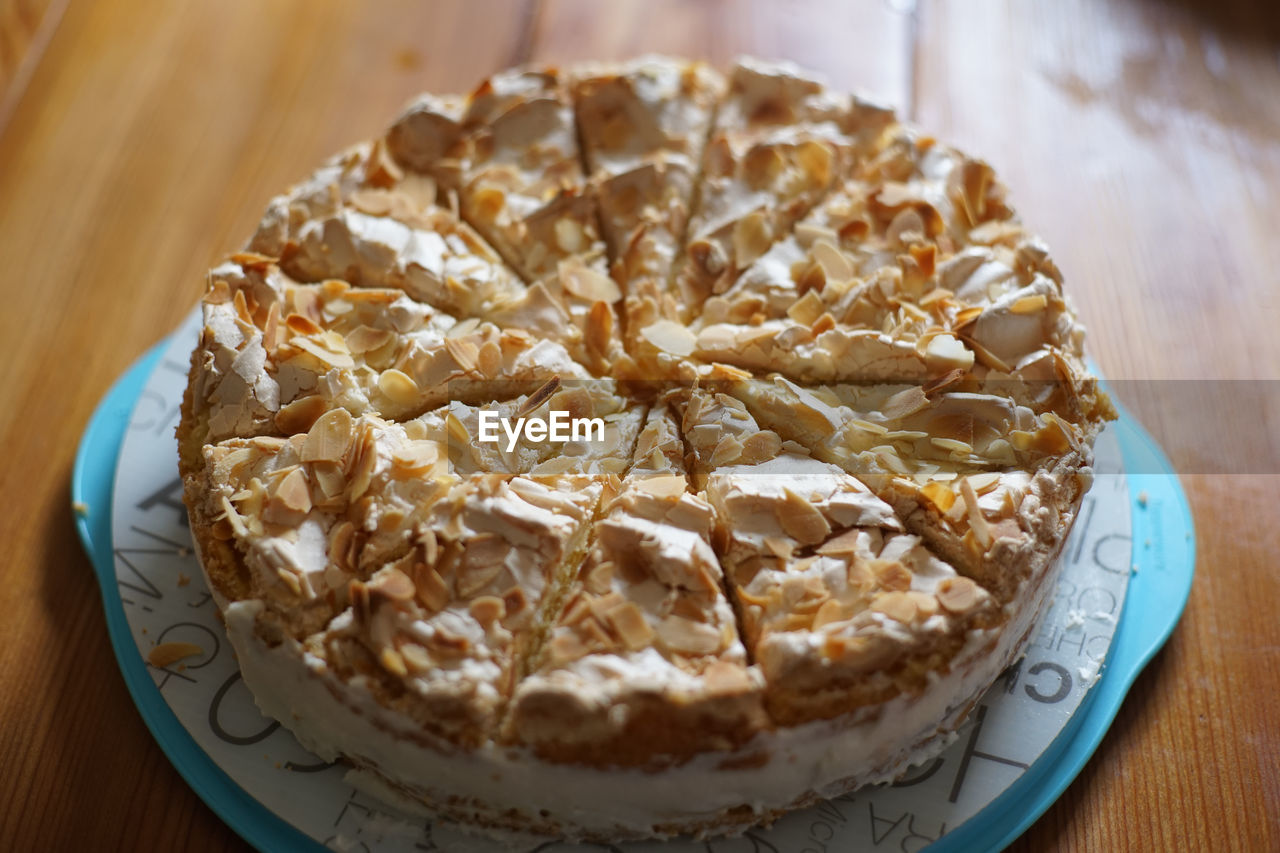 Close up of gooseberry meringue pie