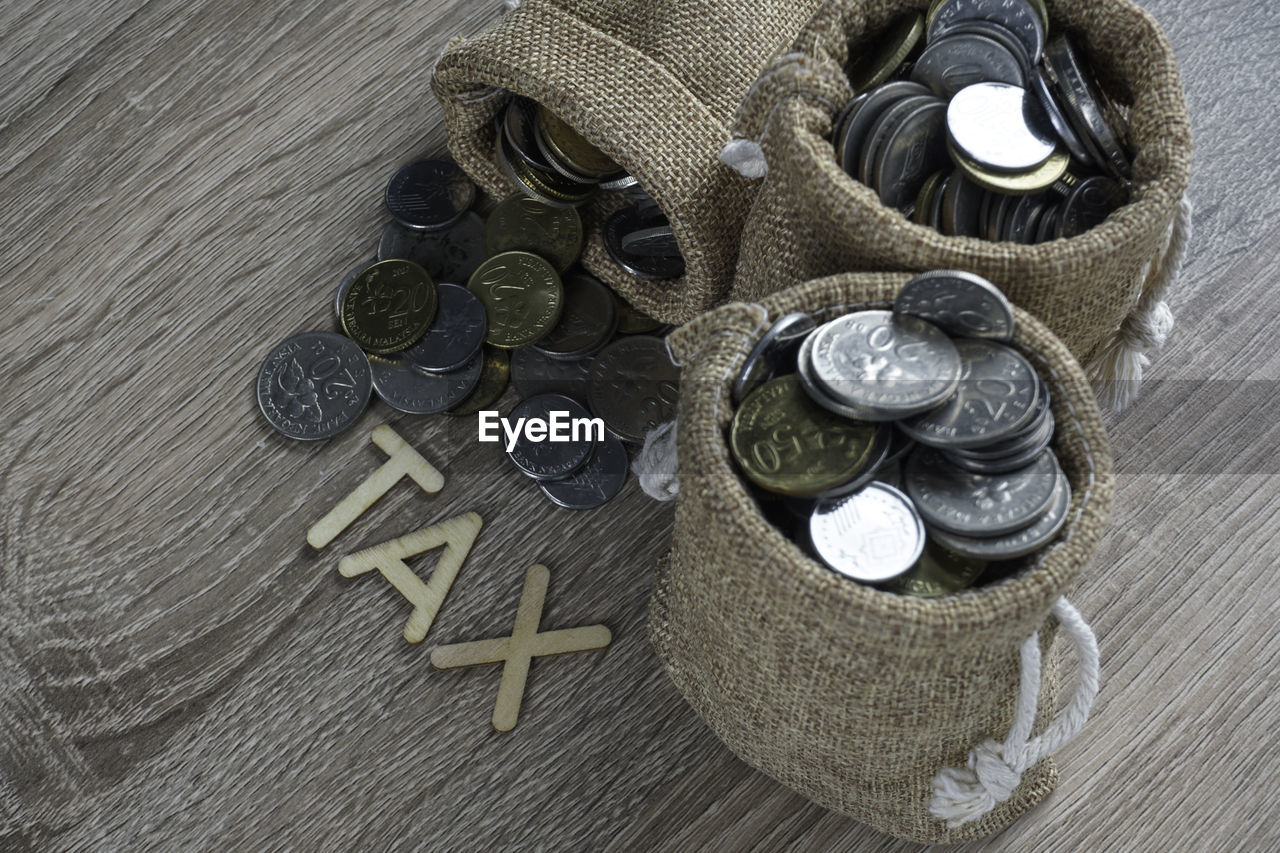 Tax concept with coins