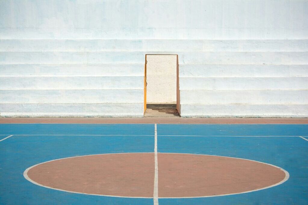 Empty basketball court