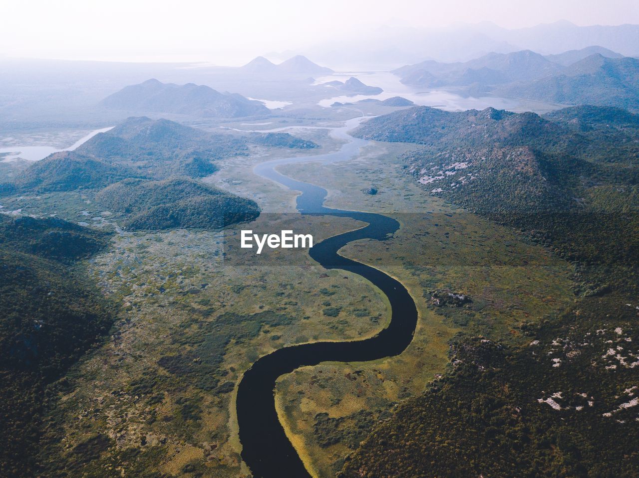 Aerial view of mountain range