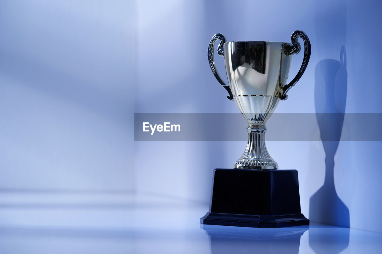 Trophy on white background with copy space