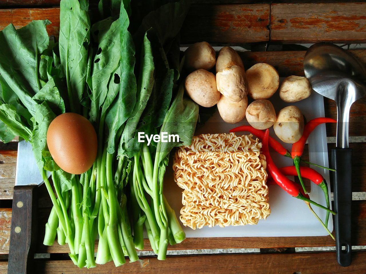 High angle view of vegetables in tray on table