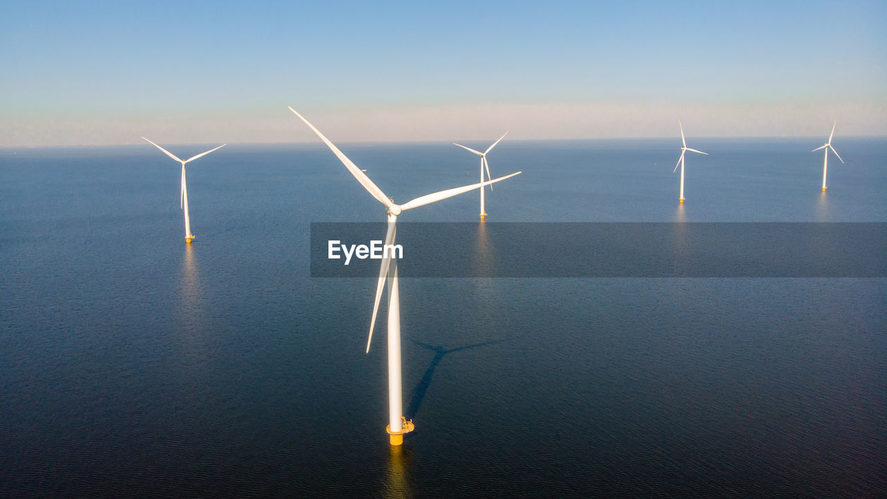 high angle view of wind turbines