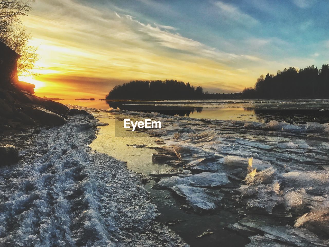 Scenic view of sea against sky during sunset