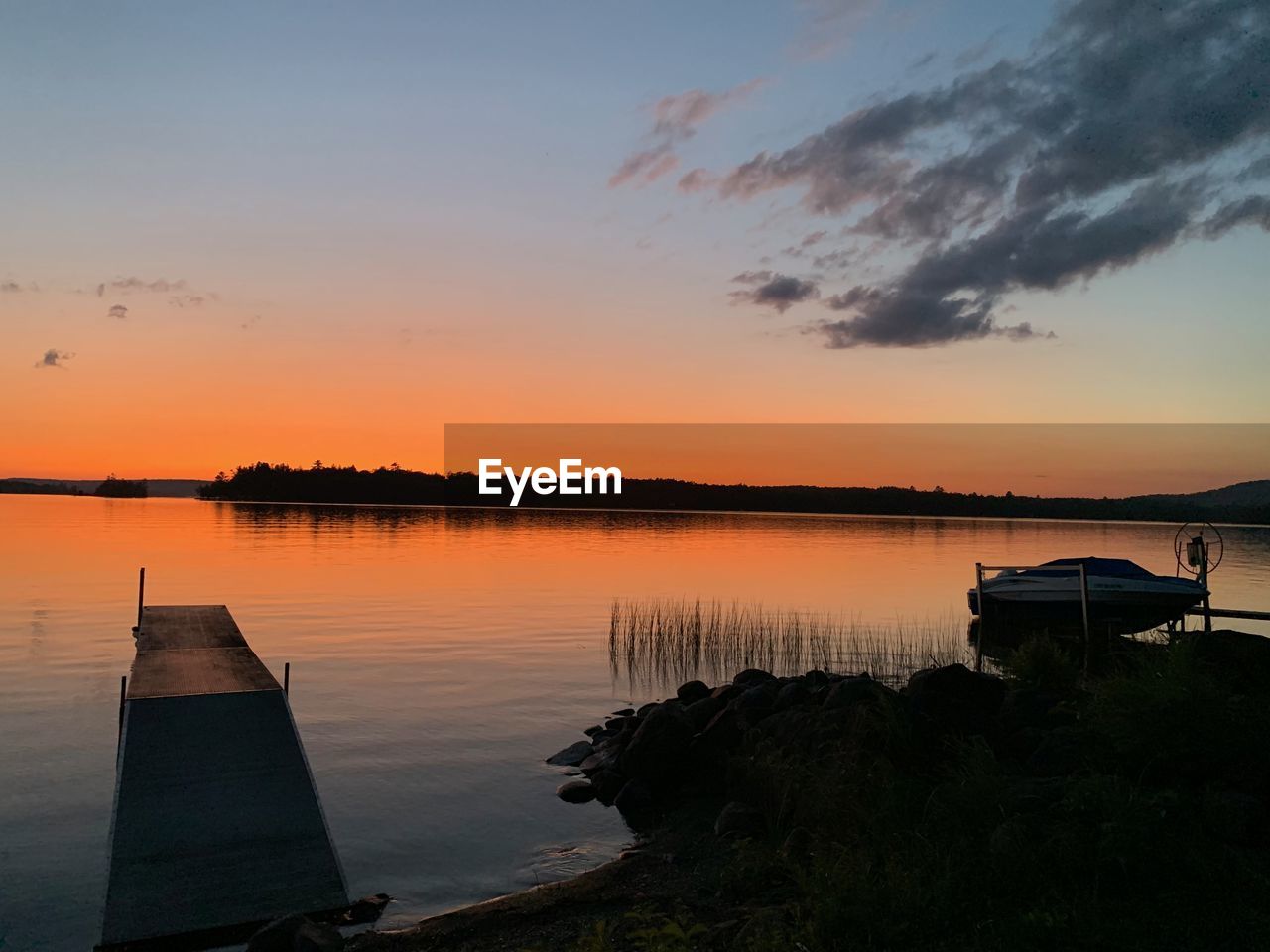 SCENIC VIEW OF LAKE DURING SUNSET