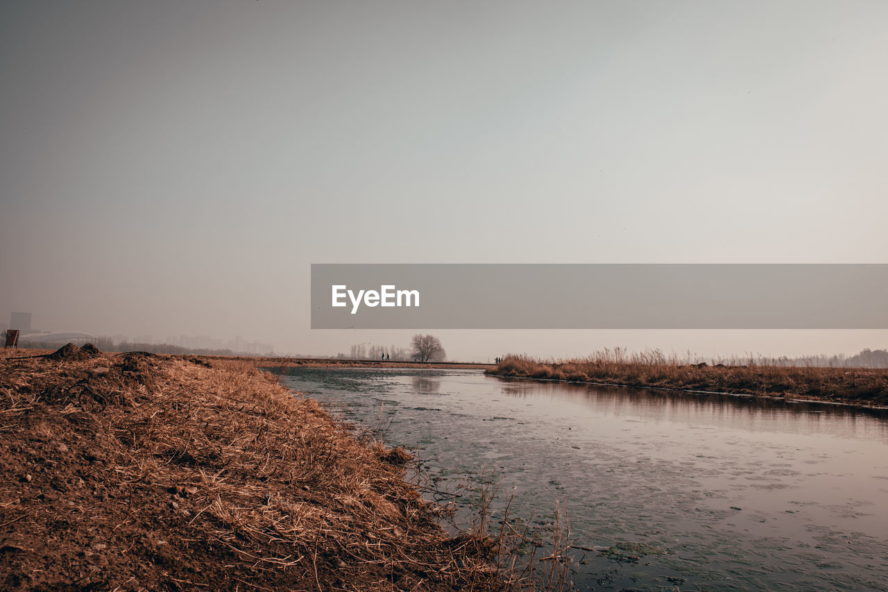 Scenic view of river against clear sky