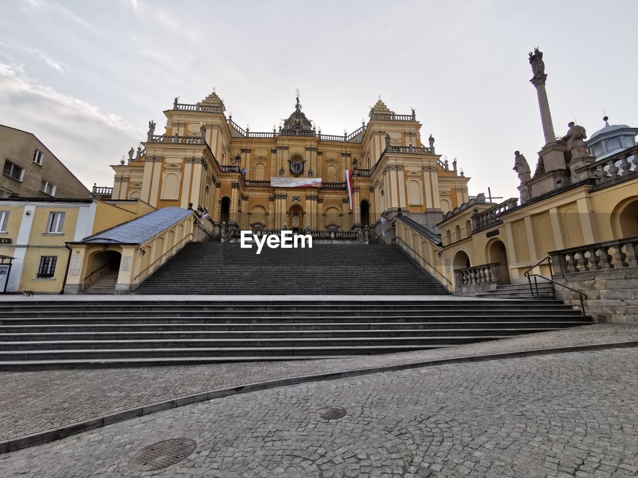 Low angle view of christian basilica building against sky