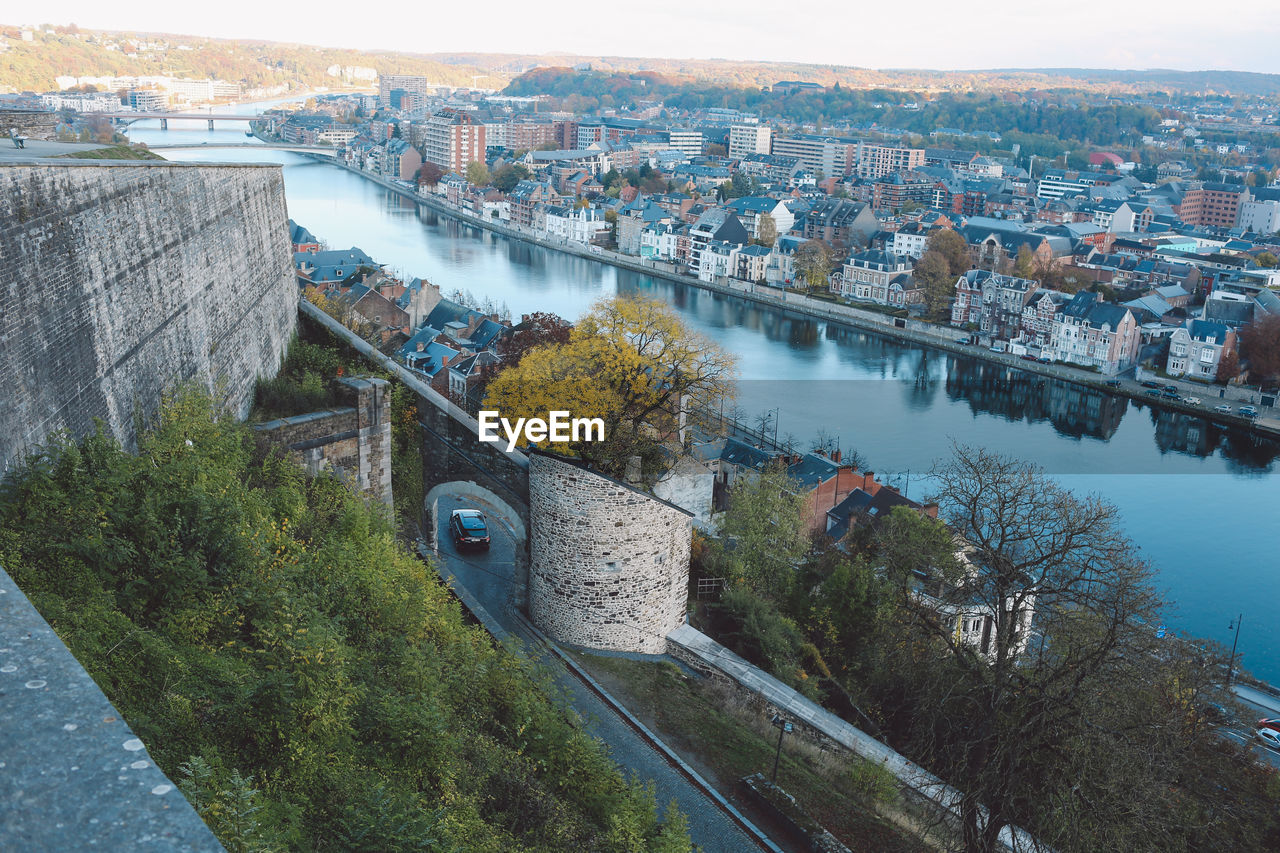 City and meuse river seen from namur citadel