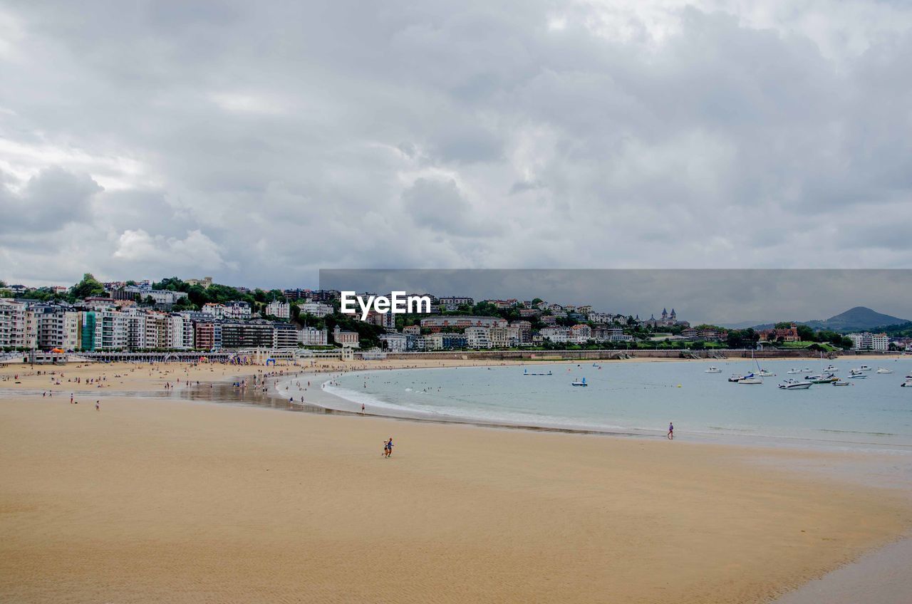 Aerial view of beach with buildings