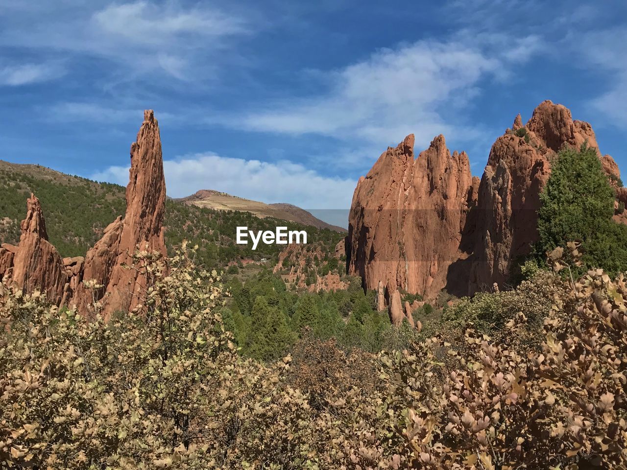 Rock formations on landscape against sky