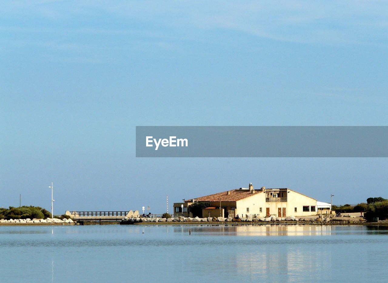 VIEW OF BUILT STRUCTURES IN WATER