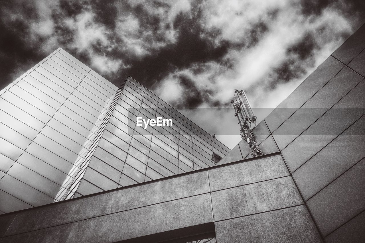 Low angle view of tall building against the sky