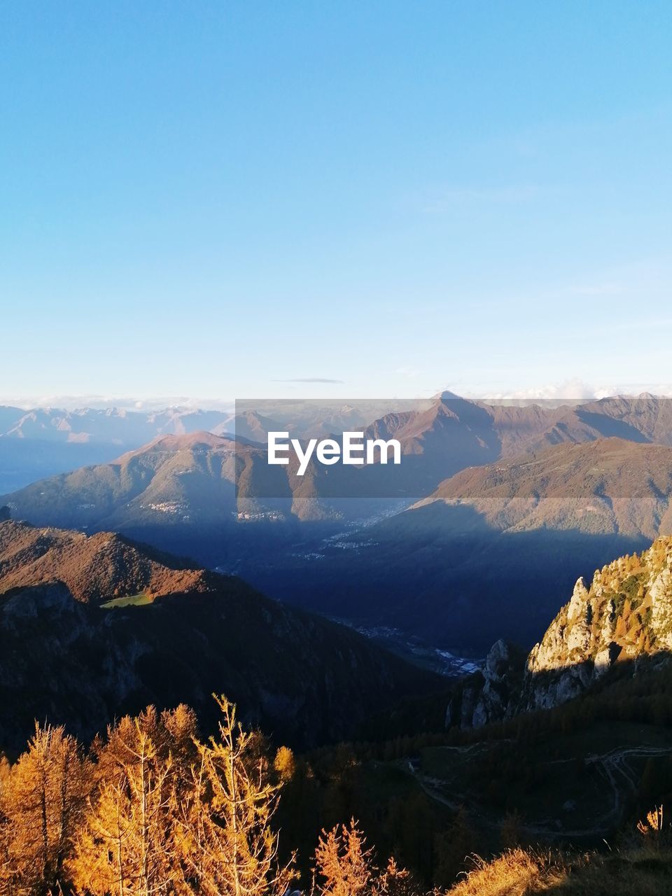 Scenic view of mountains against clear sky