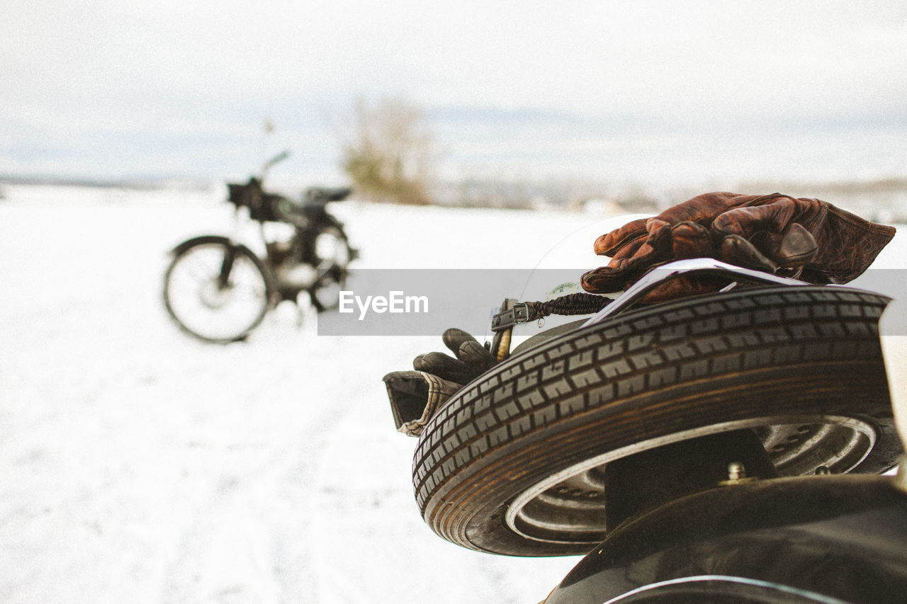 Moped on snow covered land