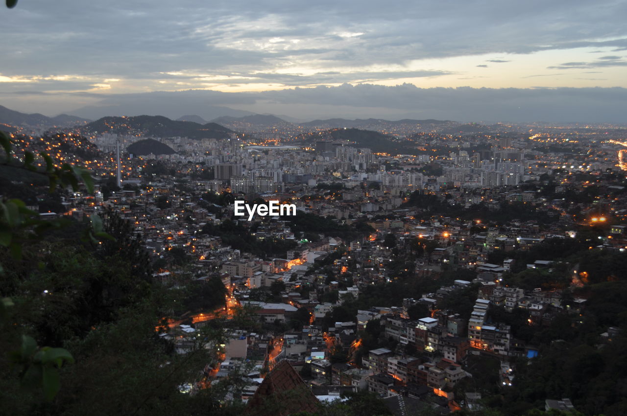 Aerial view of illuminated city